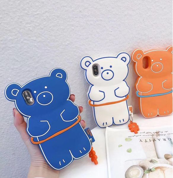 

cute cartoon hula hoop 3d bear phone case for iphone 11 pro max x max xr 8 soft silicone back cover case coque