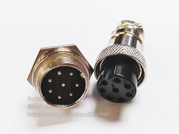 Connettori, XLR 8Pin Aviation plug Maschio Femmina Panel Power Chassis Connettore adattatore in metallo 16mm / 10 paia (20 pezzi)