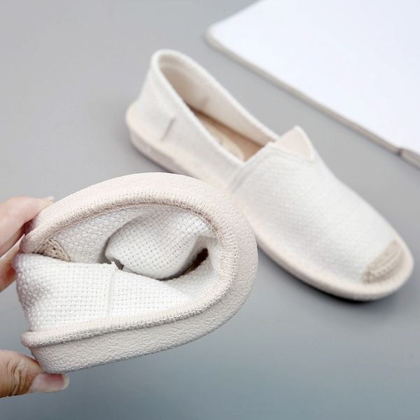 

2020 summer linen flat shoes women lightweight breathable fisherman shoes ladies soft casual leisure slip on lazy loafers, Black