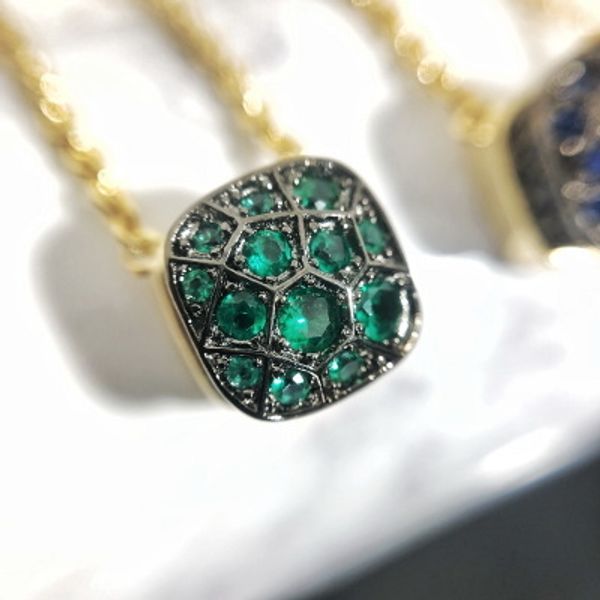 

square hive honeycomb style multicolor crystal pendant necklace for women luxury jewelry, Silver