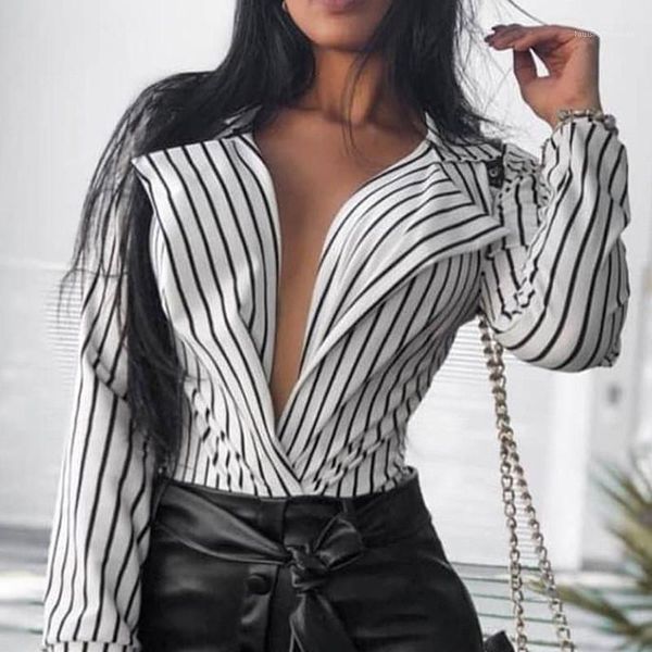 

neck striped printed hollow out fashion ol style female clothing autumn womens designer blouses lapel, White