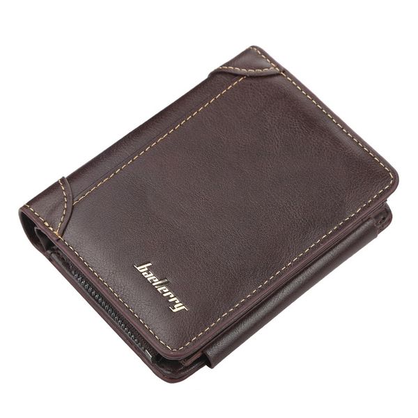 

short men wallet soild color large capacity men's wallets male small clutch bag zipper hasp coin purse for man card holder, Red;black