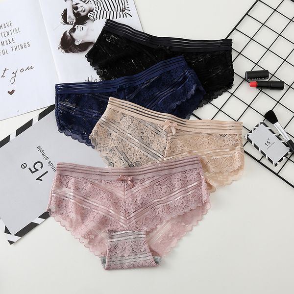 

sp&city vintage lace hollow out panties for women fashion transparent underwear lingerie elegance crotch cotton briefs, Black;pink