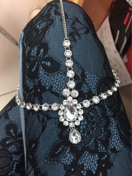 

handmade kundan stones hair chain head chain head jewellery, Golden;silver