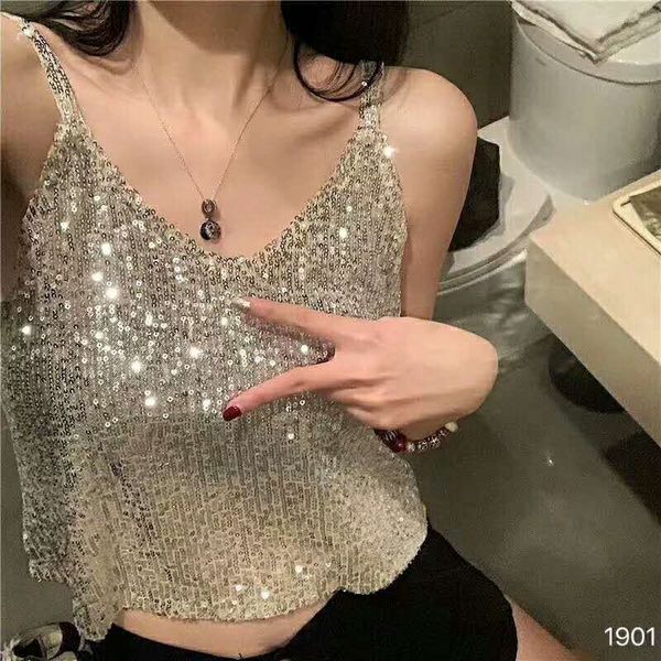 

mschf sling outside fashionable bundy 2020 summer new sling vest sequins glittering sequins vest female inside female, Camo