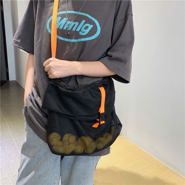 

ultra-light mesh gauze brand crossbody bag men's single shoulder portable casual street trend female hip-hop travel bag duck