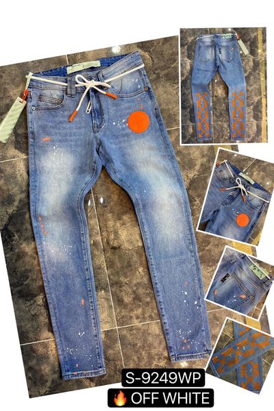 

оптовые 2020 новых людей проблемные ripped байкер джинсы slim fit motorcycle biker denim для мужчин мода хип-хоп мужские джинсы ae39, Blue