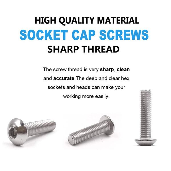 

500pcs m3 m4 m5 stainless steel button head hex socket head cap bolts screws nuts assortment kit stainless tool accessories