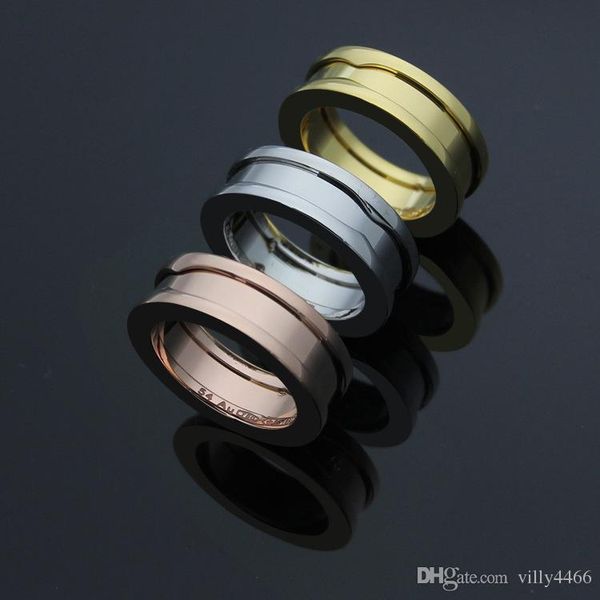 

2019 famous brand multicolor circles 316l stainless steel black and white ceramic rings for men and women anillos fashion love jewelry logo, Silver