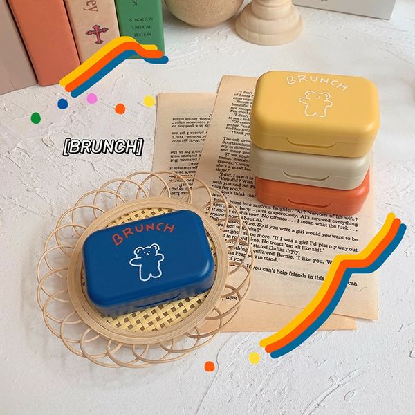 

fuw9e mydriasis companion glasses storage storage box dual nursing tweezers suction stick cute simple bear portable myopia invisible glasses, Blue