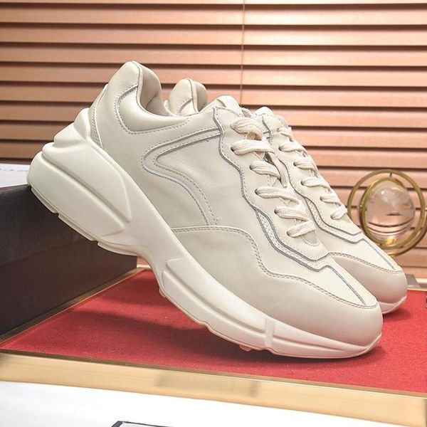 

mens rhyton leather sneaker new arrival mens shoes comfortable lightweight luxury shoes lace -up vintage luxury men shoes drop ship, Black