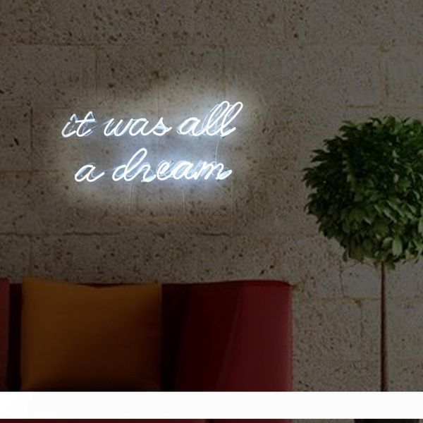 

it was all a dream neon signs real glass beer bar pub party room garage home wall windows display handcraft dimmable neon light 21x9
