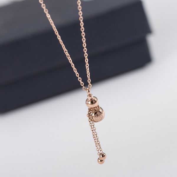 

yun ruo 2020 rose gold color fortunate gourd pendant necklace fashion titanium steel woman jewelry gift prevent fade & allergic, Silver