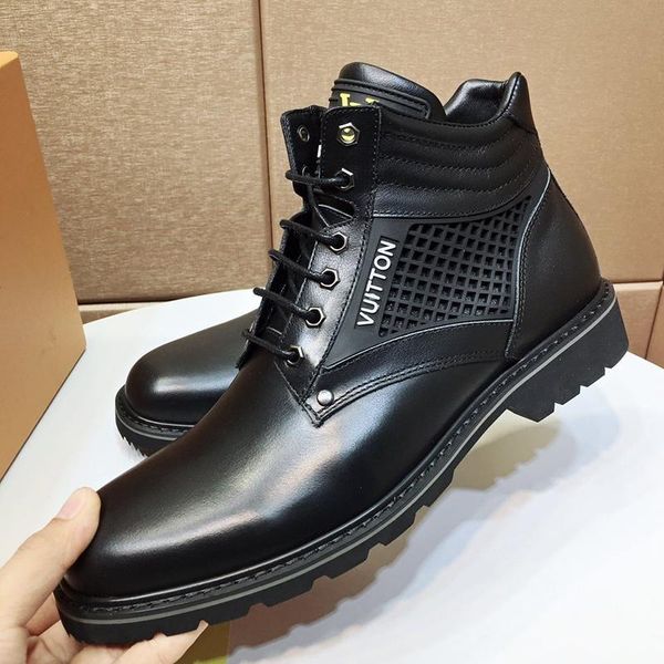 

fashion men shoes boots ankle luxury design oberkampf ankle boot lace -up leather men shoes casual winter outdoor chaussures pour hommes sal, Black