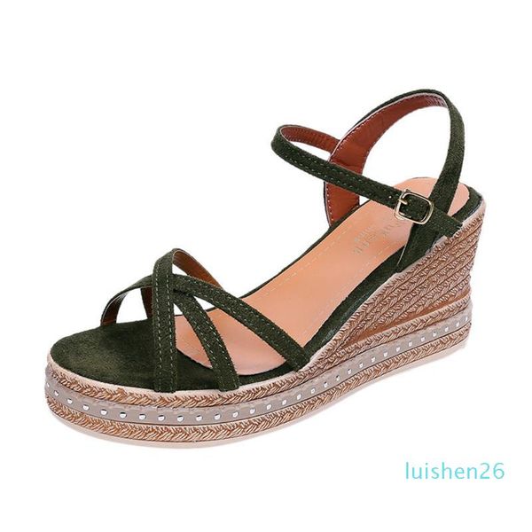 

sagace women's sandals summer flock casual platform buckle shallow mouth casual wedges high-heel wedge heel female sandals 26l, Black