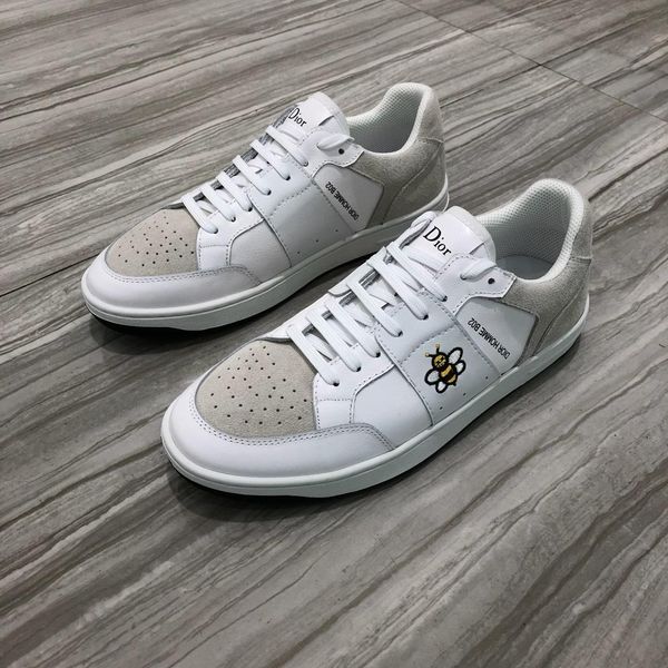 

white 2019 spring and summer joint printing net bee leather sports shoes 38-441, Black