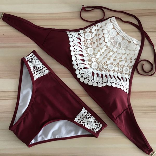 

bikinis set женщин сексуальный низкой талией кружева холтер проложенный бюстгальтер бикини 2020 женщины купальники женщины biquini купальник, White;black