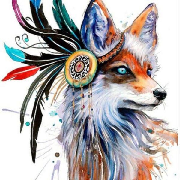 

new full square diamond 5d diy diamond painting "feather fox" embroidery cross stitch rhinestone mosaic painting gift kbl