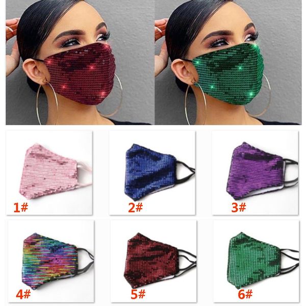 

fashion bling 3d washable reusable mask face care shield sun color gold elbow sequins designer face party masks shiny face mask wx20-54