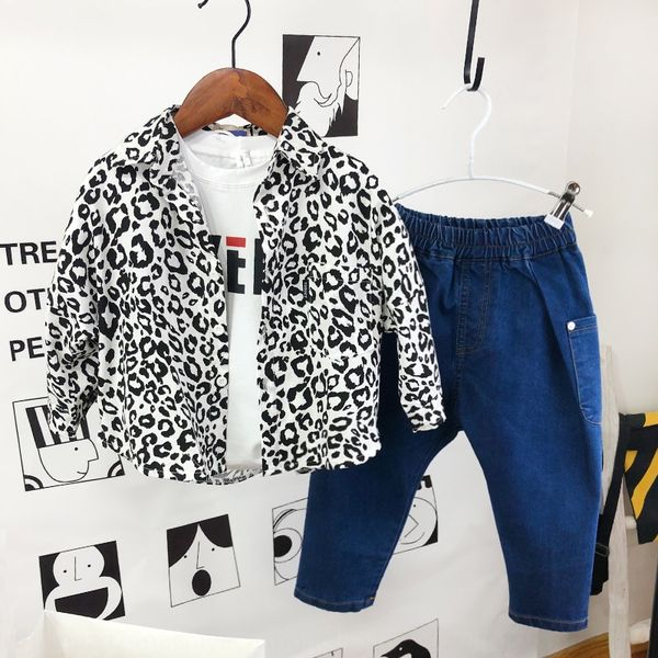 

3vblw leopard print boy 2020 new autumn korean style baby children's clothing shirt men's fashionable long sleeve shirt children&#, White;black