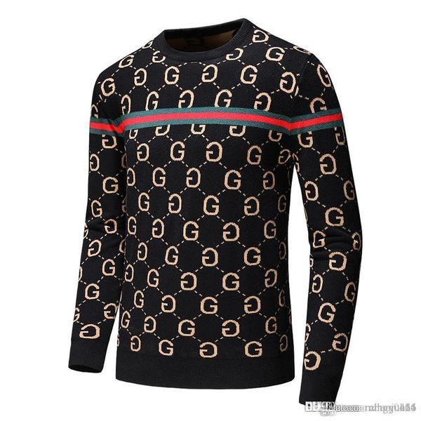 

2019 new autumn fashion brand casual sweater o-neck cool wolf striped slim fit knitting mens sweaters and pullovers men pullover men d47, White;black