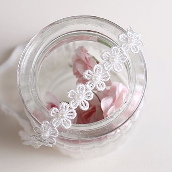 

корейский стиль детские аксессуары для детей шнурка диапазона волос младенца головной убор головной убор цветочные кружева цветок жемчуг диа, Slivery;white