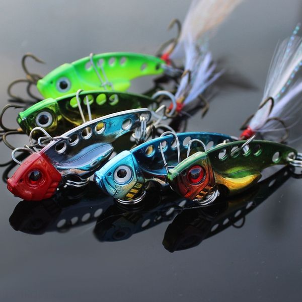 

pkaqk weihe metal vib zinc alloy bait luya bait 4g submerged water type with binding wool three anchor hook weihe metal fishing gear weihai