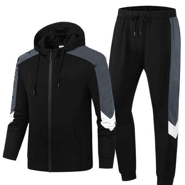 

mens tracksuit new autumn two-pieces sportsuit fashion sportwears jacket & pants letters clothes, Gray