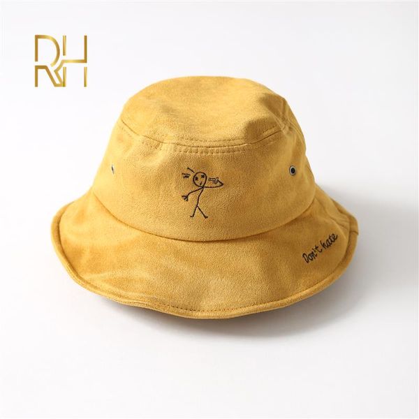 

warm suede embroidery bucket hat fisherman hat outdoor sunscreen cotton fishing hunting cap travel winter hats sun prevent, Blue;gray