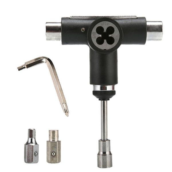 

all-in-one portable t-tool skate tools set skateboard tool for skateboards longboards mini skateboards and cruisers