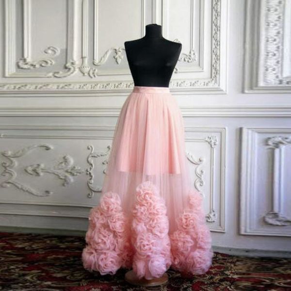 

2020 3d flower lovely pink tulle skirts for pgraphy zipper style long tulle skirts women custom female saias, Black
