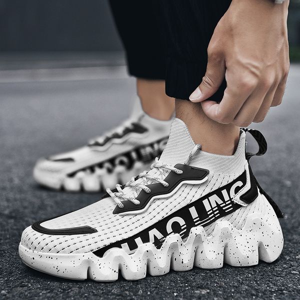 

cedakeline daddy shoes men's casual 2020 summer new outdoor thick bottom breathable flying woven surface trend sports shoes runn, Black