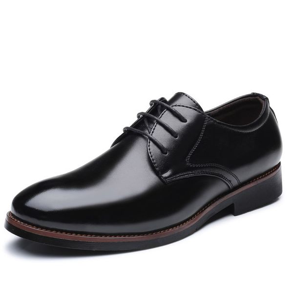

mens dress shoes pu leather for man formal business work male men's oxford flats pointed toe size 39-48, Black