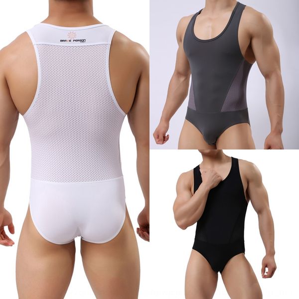 

qy2nh fearless captain summer men's jumpsuit youth solid color silky breathable exercise exercise jumpsuit sports fitness mesh sports f, Black;white