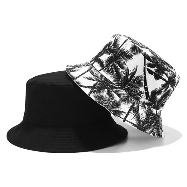 

summer foldable print bucket hat women two-sided sunscreen cotton fishing hunting cap men basin chapeau sun prevent hats, Blue;gray