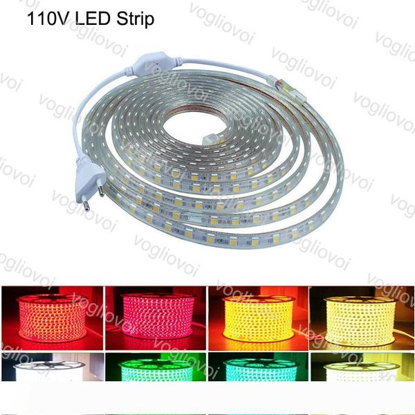 

led strip light 5050 60led m waterproof ip67 led tape with power plug led rope ribbon warm white +us plug