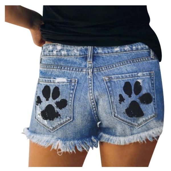 

2020 casual summer women denim shorts street style fashion high waist hole ripped tassel short jeans female fitness shorts, Blue