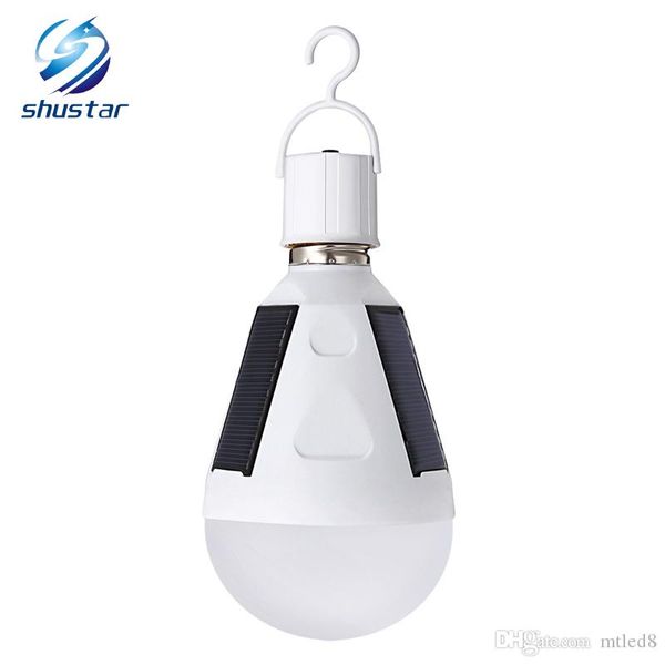 

rechargeable e27 led panel solar lamp intelligent 7w 12w energy saving lampara ac85-265 bombillas ip65 camping tent lighting