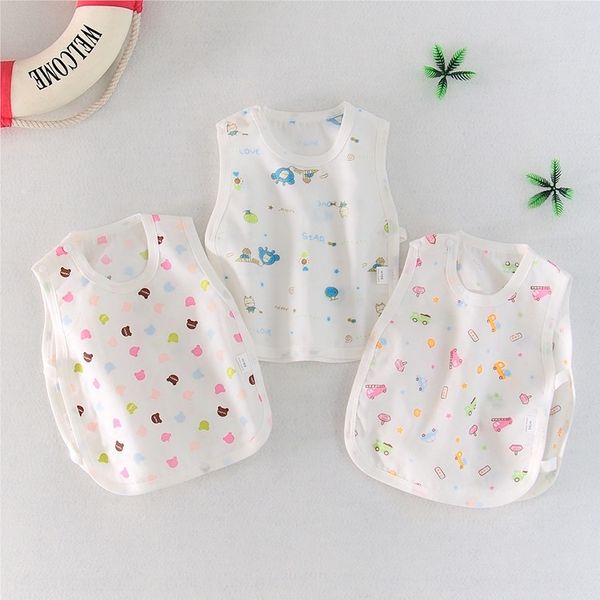 

baby breathable cotton gauze summer men's and women's baby's vest new traceless mesh vest, Blue