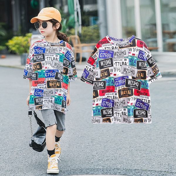 

km0am parent-child short-sleeved 2020 new half-sleeved children's mid-length little parent-child t-shirt girl short-sleeved t-shirt 202, Blue