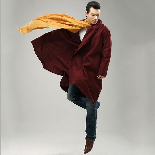 

the coolest ethnic trend fashion wind breaker raincoat mianyiwaitao long jacket coat, Tan;black