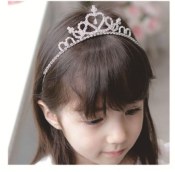

0p34e korean children's rhinestone hair comb accessories headdress girls cute crown princess little girl rhinestone crown hairpin baby, Slivery;white