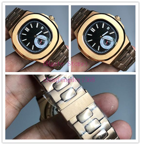 

latest version men's luxury watches 40.5mm nautilus 5980 1r-001 18k rose gold automatic fashion wristwatches men's watches, Slivery;brown