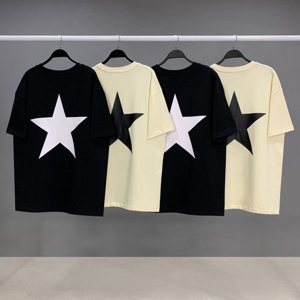 

летняя мода мужские футболки high street fog essentials pentagram печать с коротким рукавом футболки футболки женщины повседневная одежда не, White;black