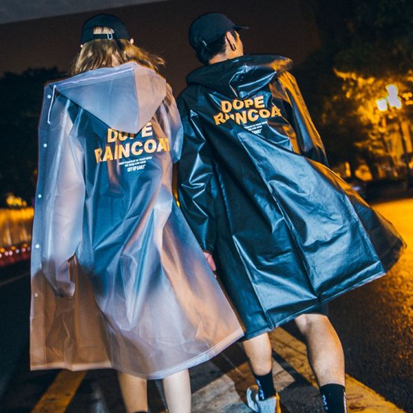 

geekinstyle street style ins tide brand waterproof raincoat transparent long couples relaxed simple raincoat, Red;brown