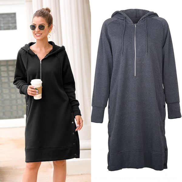 

jba1y fork hooded long-sleeved split autumn quadrangle women's dress fork sweater dress hooded long-sleeved split sweater women's, Black