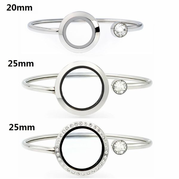 

10pcs 316l stainless steel 20mm 25mm silver color floating lockets living memory locket bracelet bangles 20pcs charms