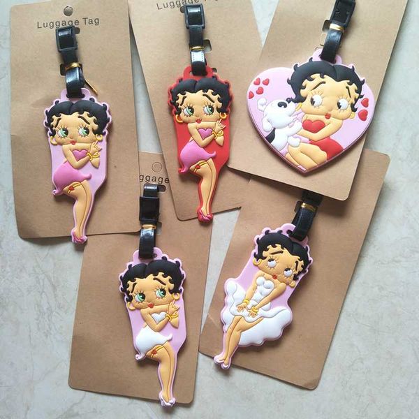 

marilyn monroe cartoon pvc key chain cute funny creative soft rubber luggage tag boarding pass bag tags hanging ornaments bags, Silver