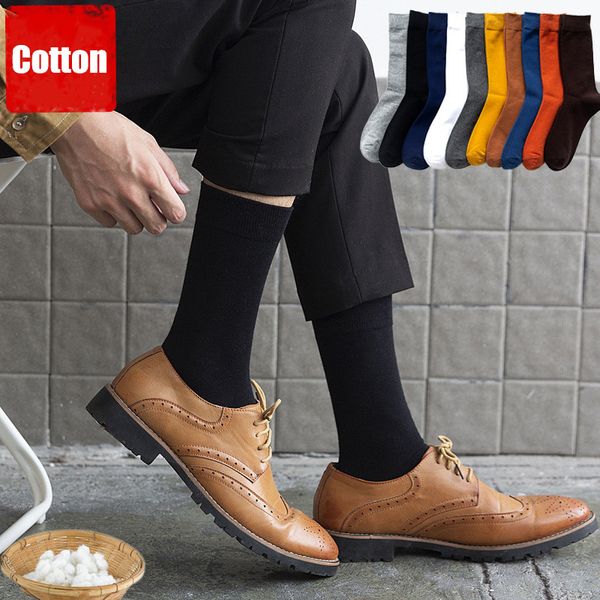 

jeseca solid men's socks business male cotton breathable long socks casual black gray white man sock for men's gift