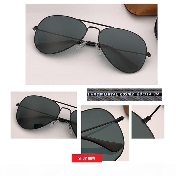 

new 58mm 62 pilot sunglasses men brand designer uv protection sunglass women driving black lens sun glasses glass lensr accessories gafas, White;black